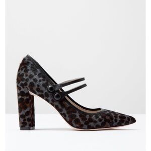 Boden The Point Mary Jane in Cowhide Leopard Print Gray and Black preppy office